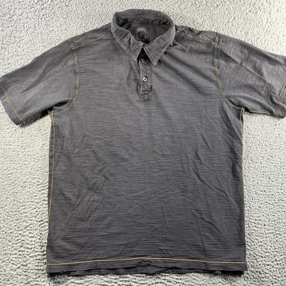 Carbon 2 Cobalt High-Gear Polo Shirt Mens Large L Gray Cotton Slub Short Sleeve
